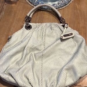 Like New Baby Blue Leather Snakeskin Purse Shoulder Bag Y2K